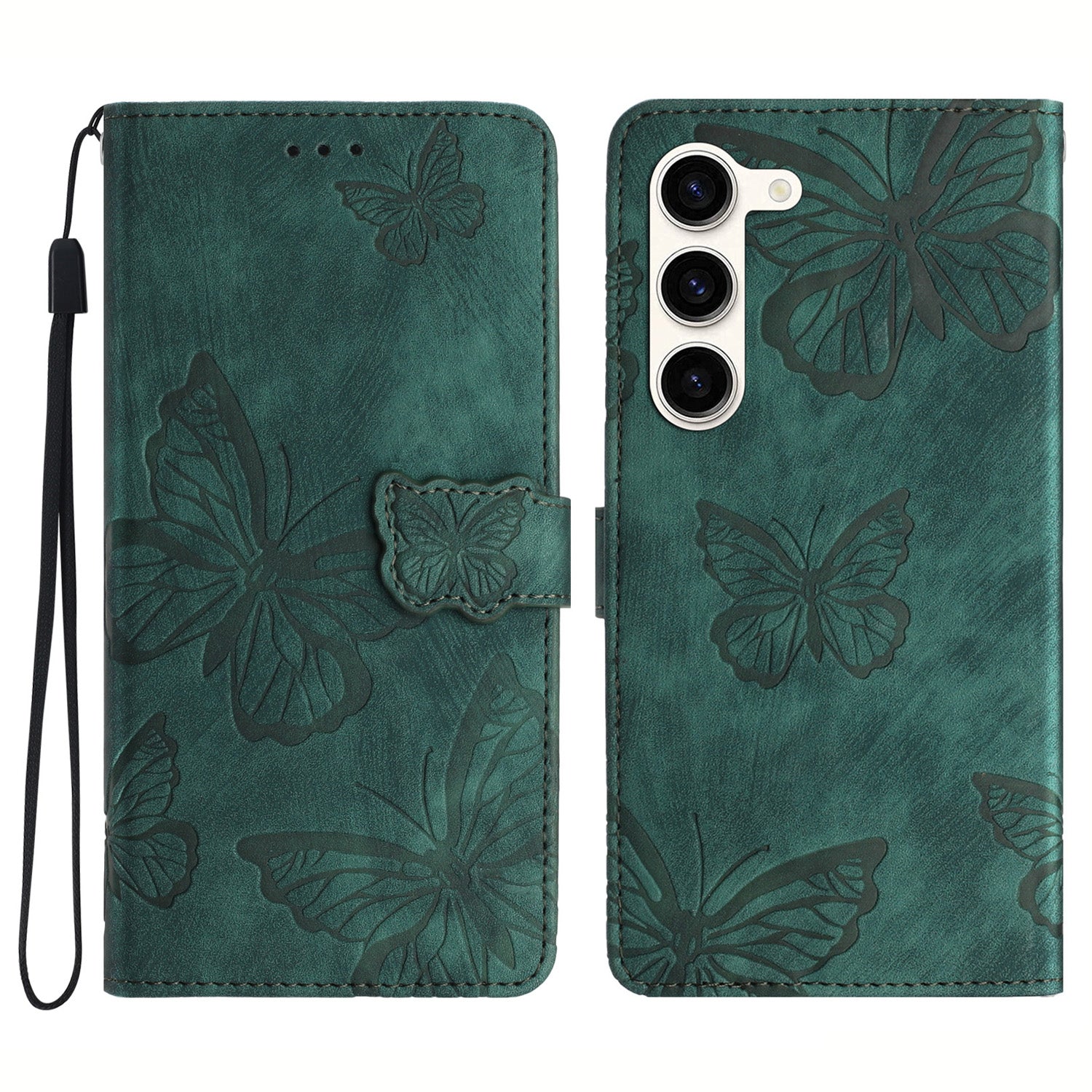 For Samsung Galaxy S23 Protective Leather Case Butterfly Imprinted Skin-Touch Phone Cover with Wallet For Samsung Galaxy S23 Protective Leather Case Butterfly Imprinted Skin-Touch Phone Cover with Wallet
